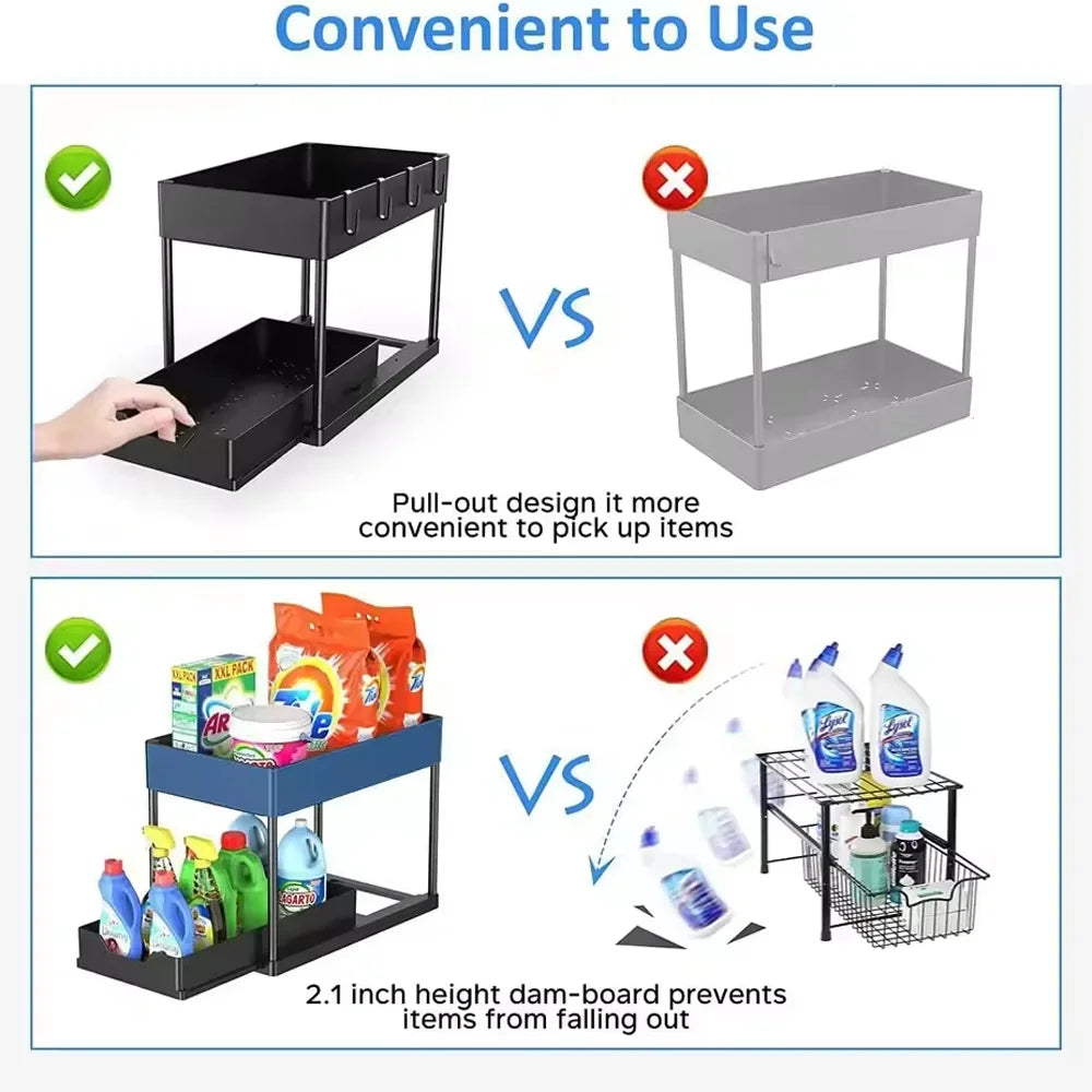 Tier Under Sink Organizer Sliding Cabinet Basket Organizer