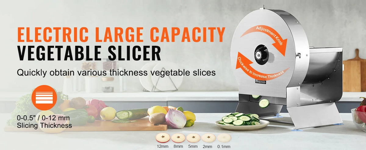 Succebuy Electric Vegetable Slicer 0-12mm Thickness Adjustable