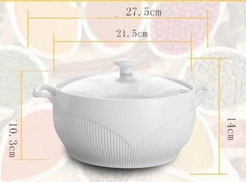Ceramic Soup Pot White Round Nordic Phnom Penh