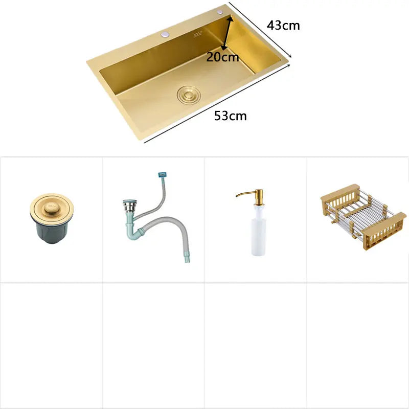 Gold Sink Above Counter 304 Stainless Steel Bowl