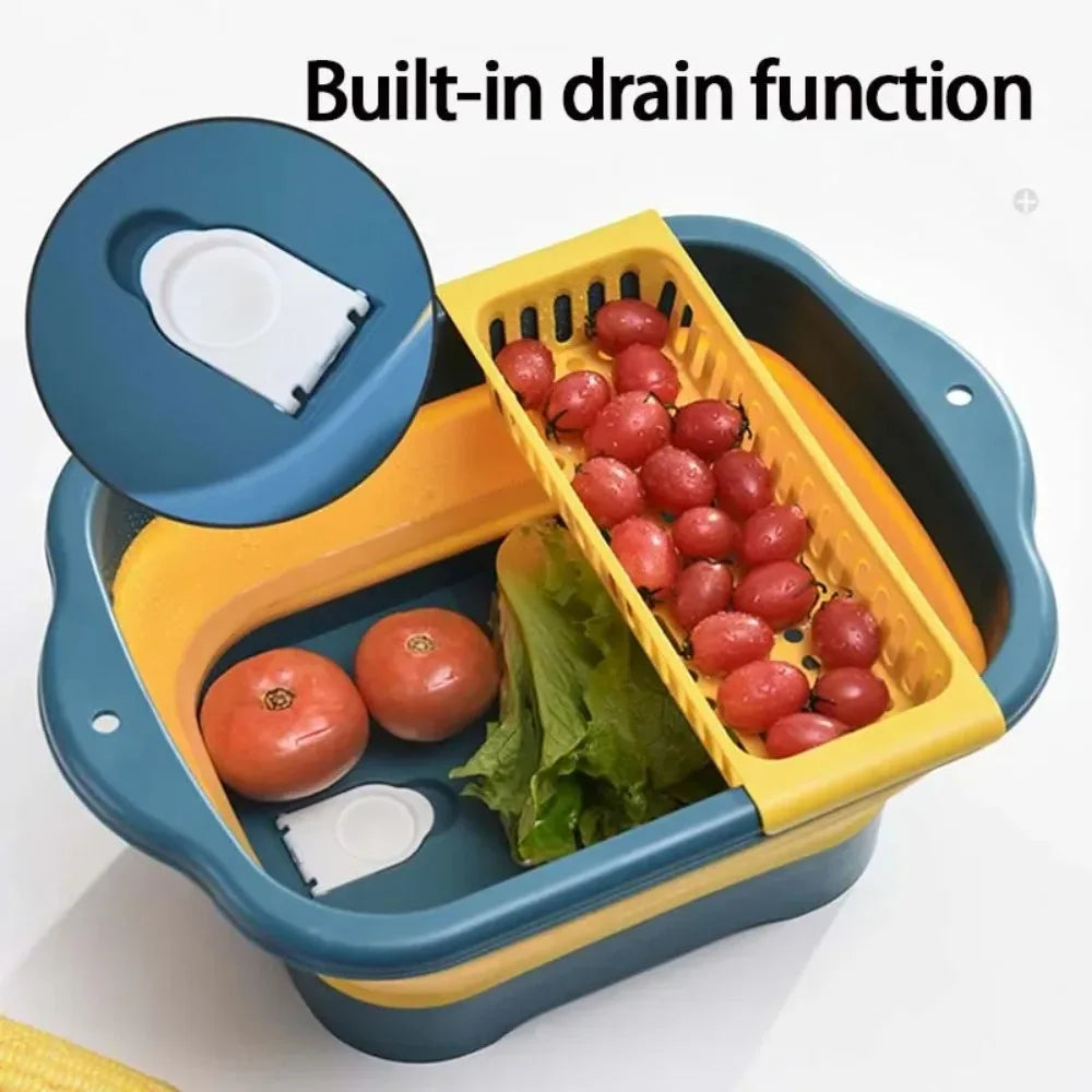 Foldable Dish Basin Vegetable Washing Basket Outdoor Sink