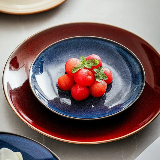 Ceramic Dinner Plate Creative Kiln Change Retro Shallow