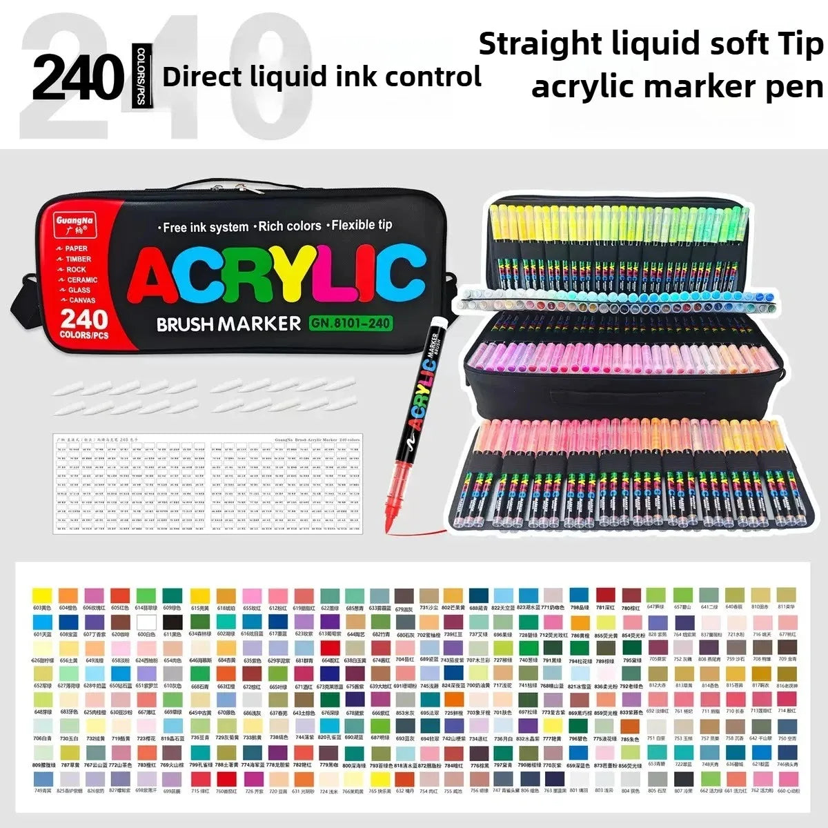 Guangna 360/12 Colors Acrylic Paint Pens Markers Brush