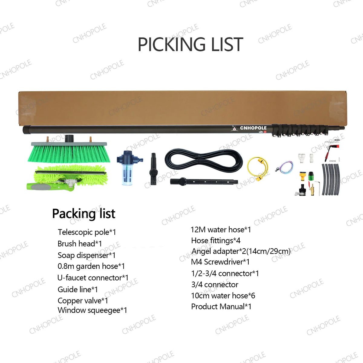 30/36/42ft Carbon Fiber Water Fed Pole Window Cleaning