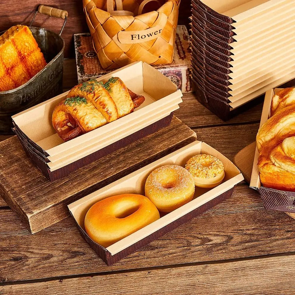 25pcs Brown Paper Baking Loaf Pan Rectangle Tray