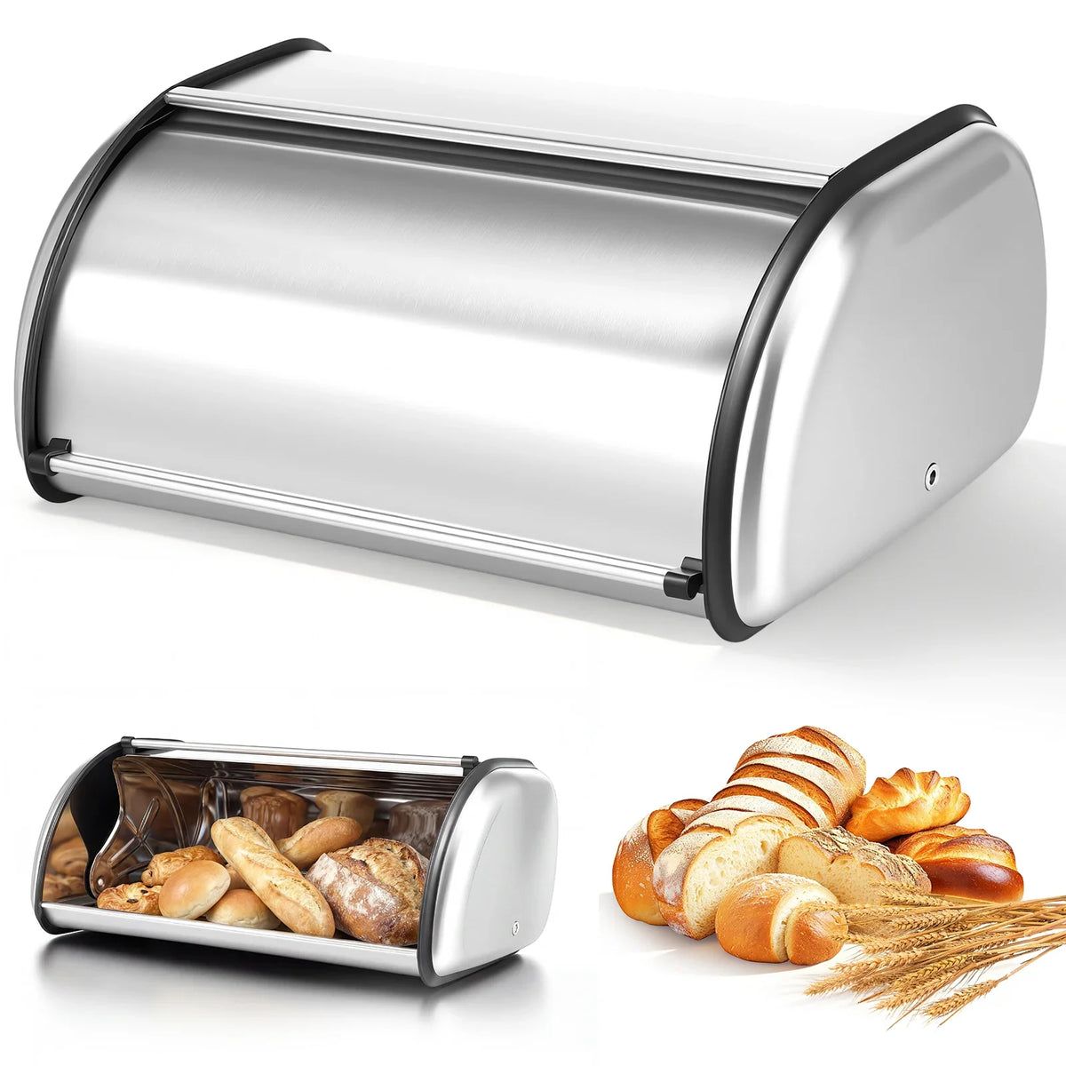 Stainless Steel Bread Box Large Capacity Bread Storage