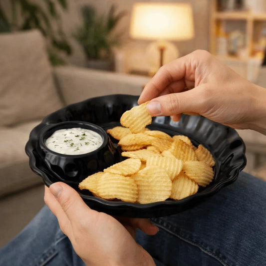 Minimalist Round Ceramic Dumpling Dishes Thicken Ruched Hem
