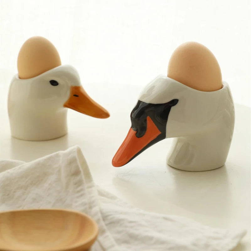 Ceramic Duck Swan Shape Egg Holder Storage Cup