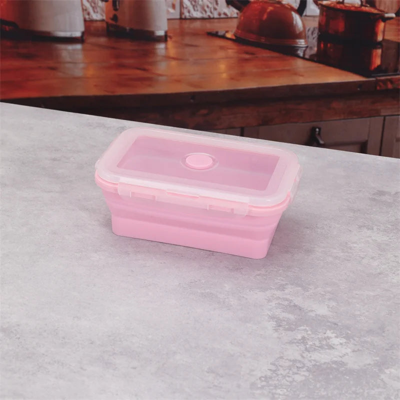 Size Choose Silicone Rectangle Lunch Box Collapsible Bento