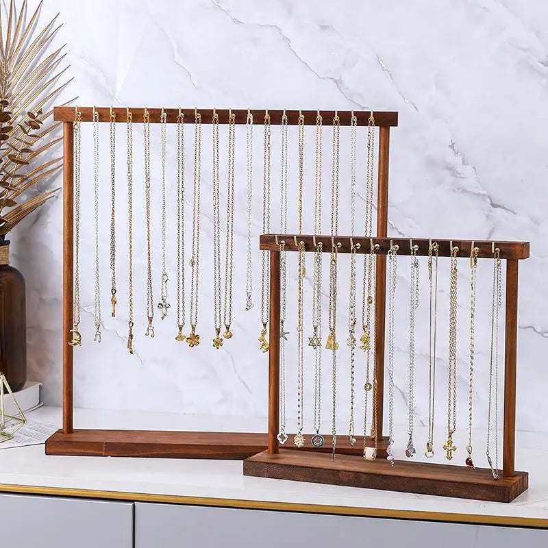 Jewelry Organizer Display Stand Solid Wood Necklace Hanging