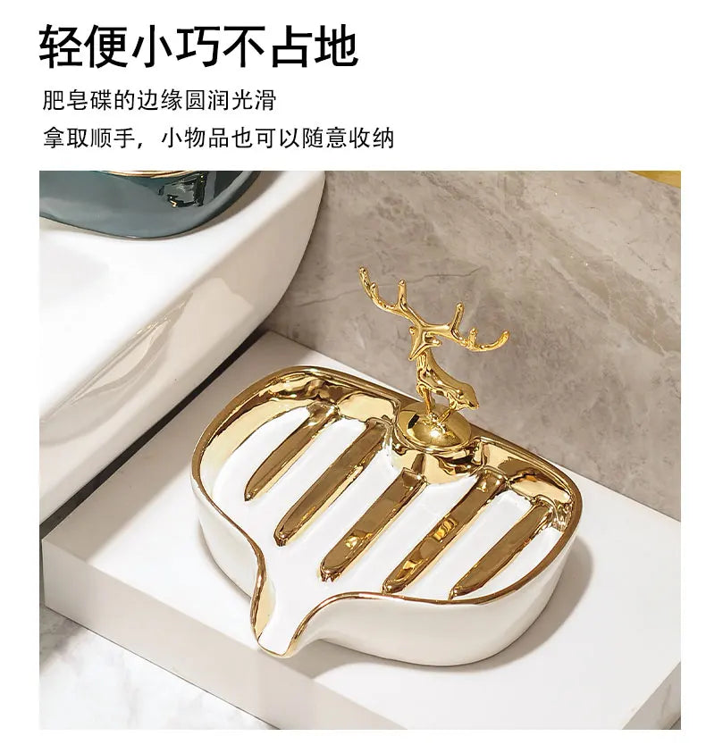 Ceramic Soap Box Soap Dish Bathroom Supplies Drain