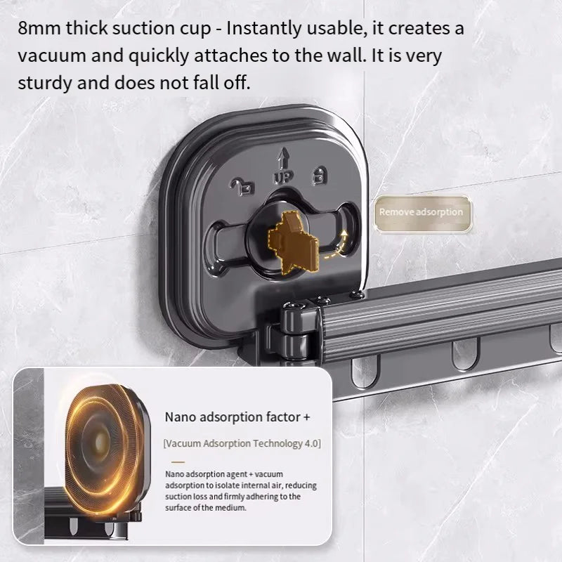 Foldable Clothes Drying Rack Non-Porous Suction Cup Stainless