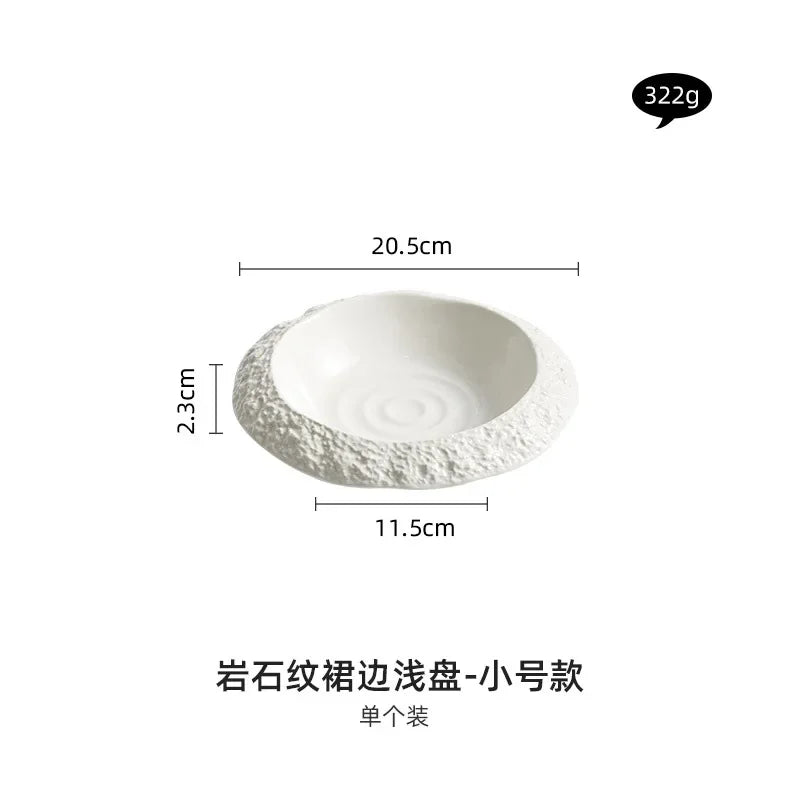 Rock Patternceramic Plats White Dinner Plate High-Grade Tableware