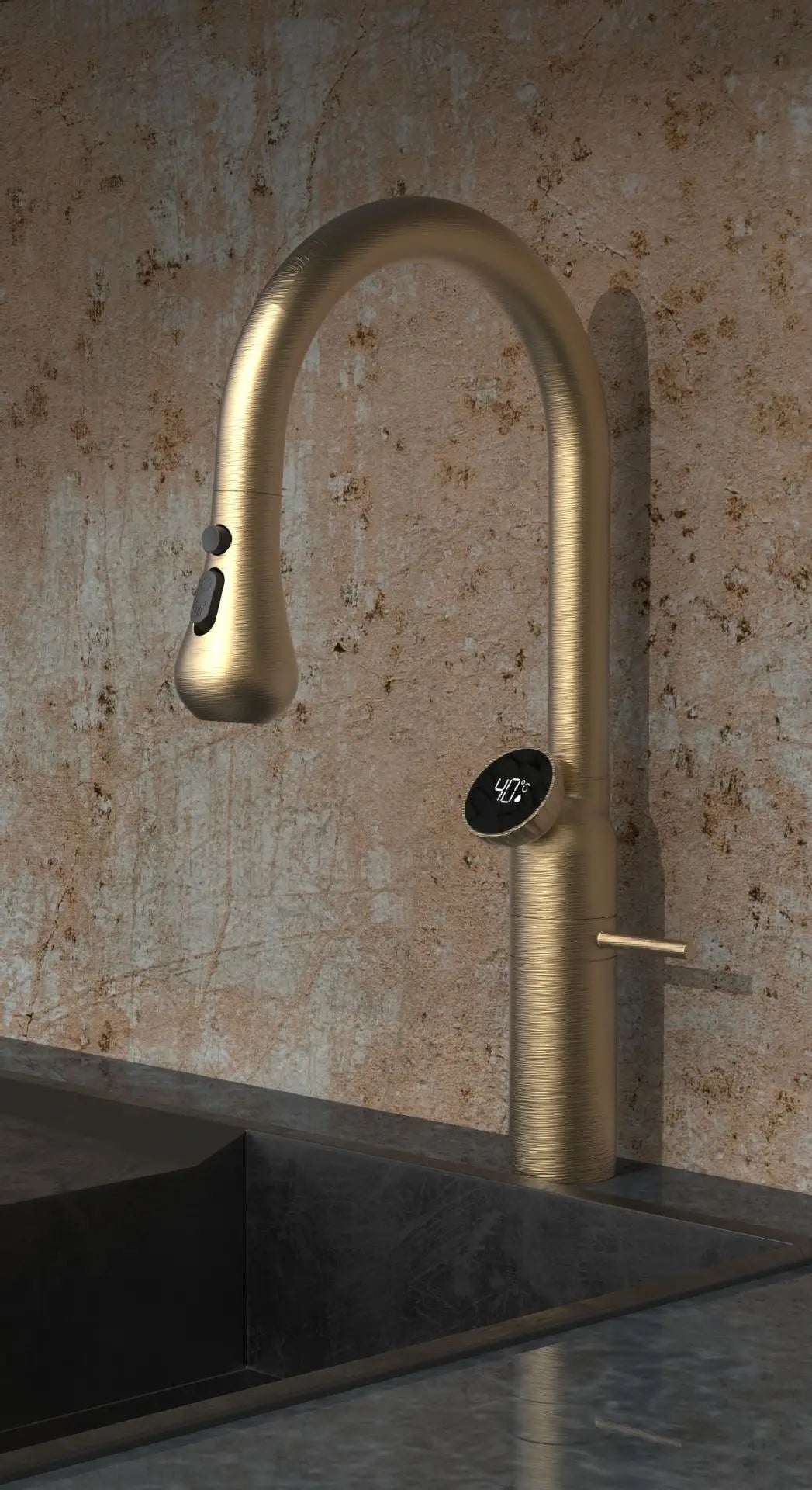 Jieni Rose Gold Faucet 360 Swivel 3-Way Brass