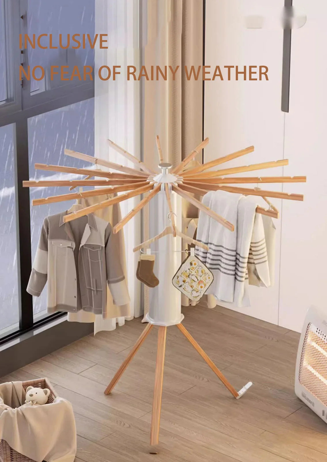 Folding Drying Rack Floor Standing Swivel Laundry Rack