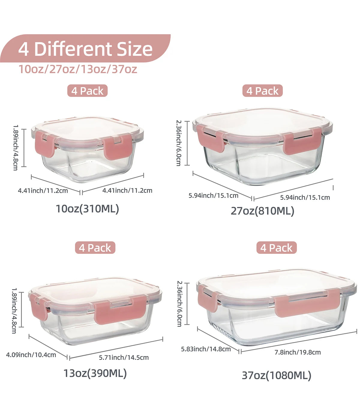 16-Piece Glass Food Storage Containers Leakproof Airtight