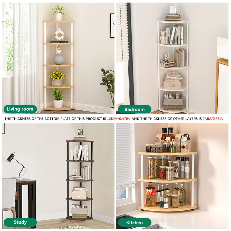 Multi-Layer Storage Rack Wall Corner Shelf Living
