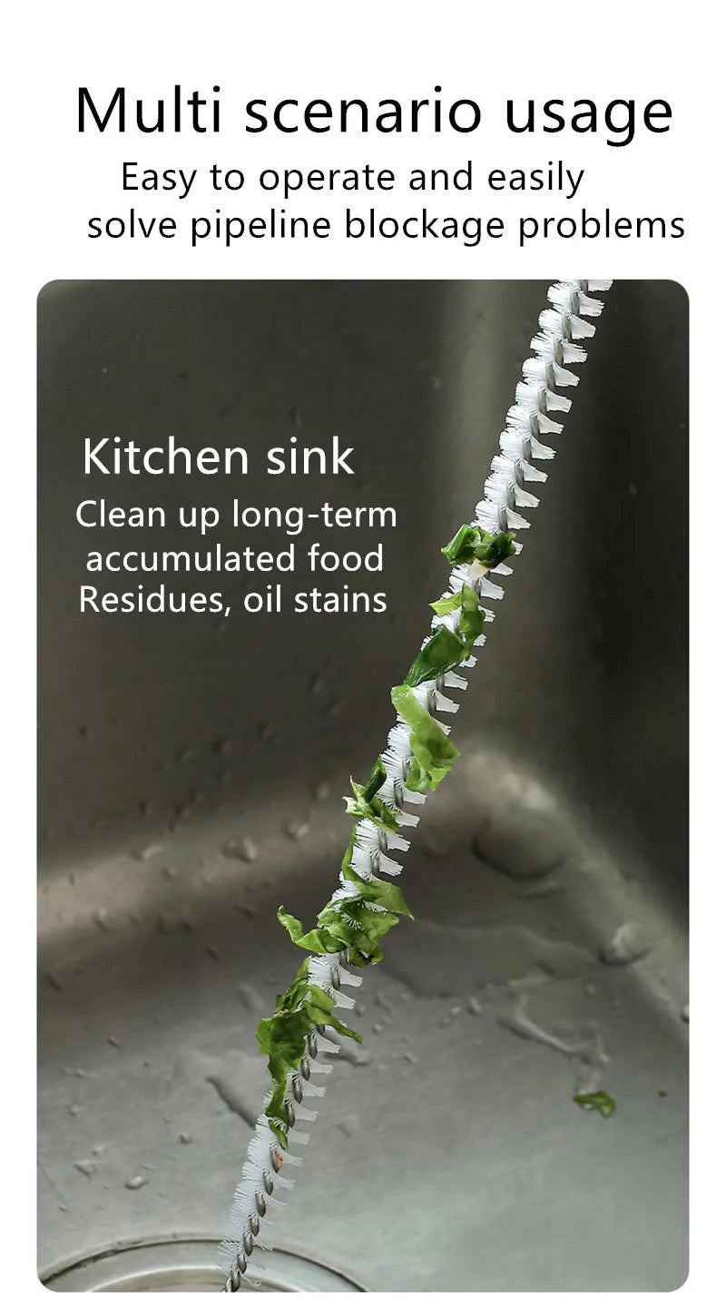 Pipe Dredging Brush Bathroom Hair Sewer Sink Cleaning