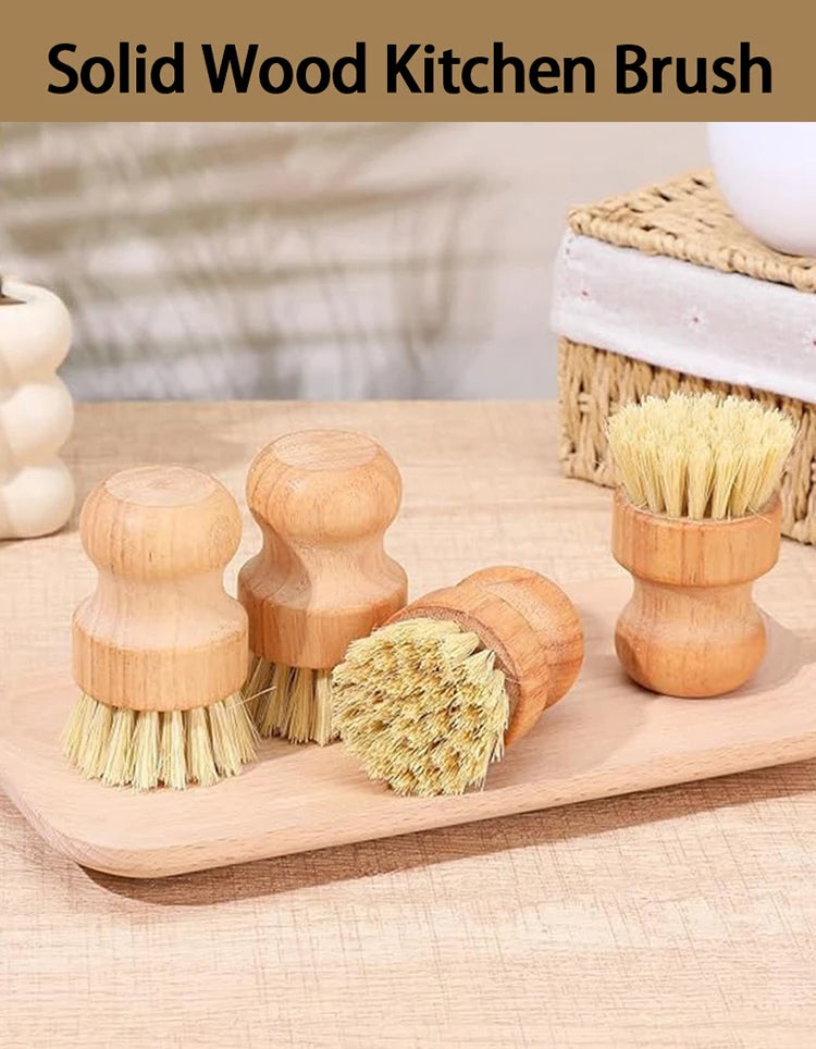 Wooden Dish Brush Natural Sisal Coconut Durable Cleaning
