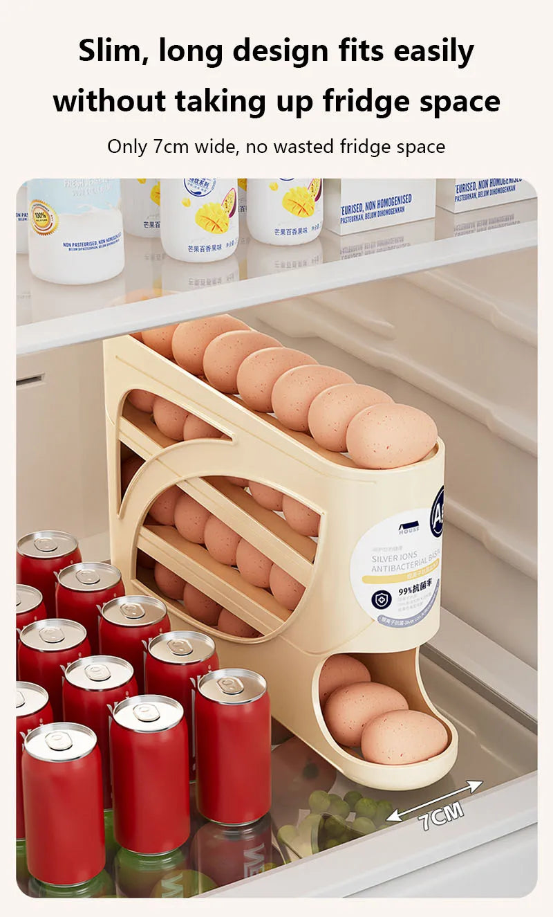 3-Tier Refrigerator Egg Storage Box Side Door Storage