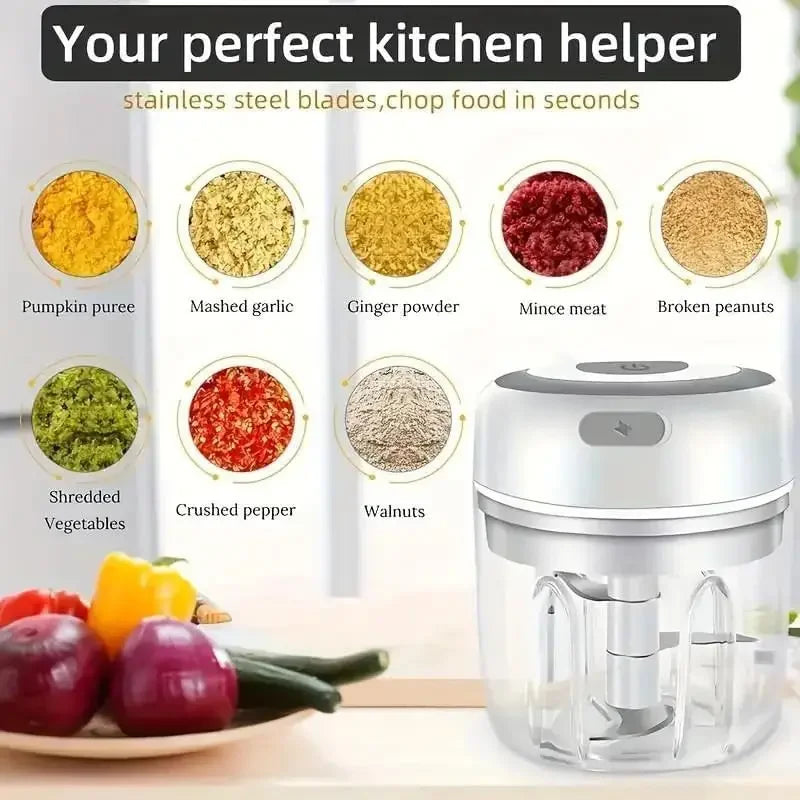 Electric Food Chopper Mini Garlic Masher Crusher Usb