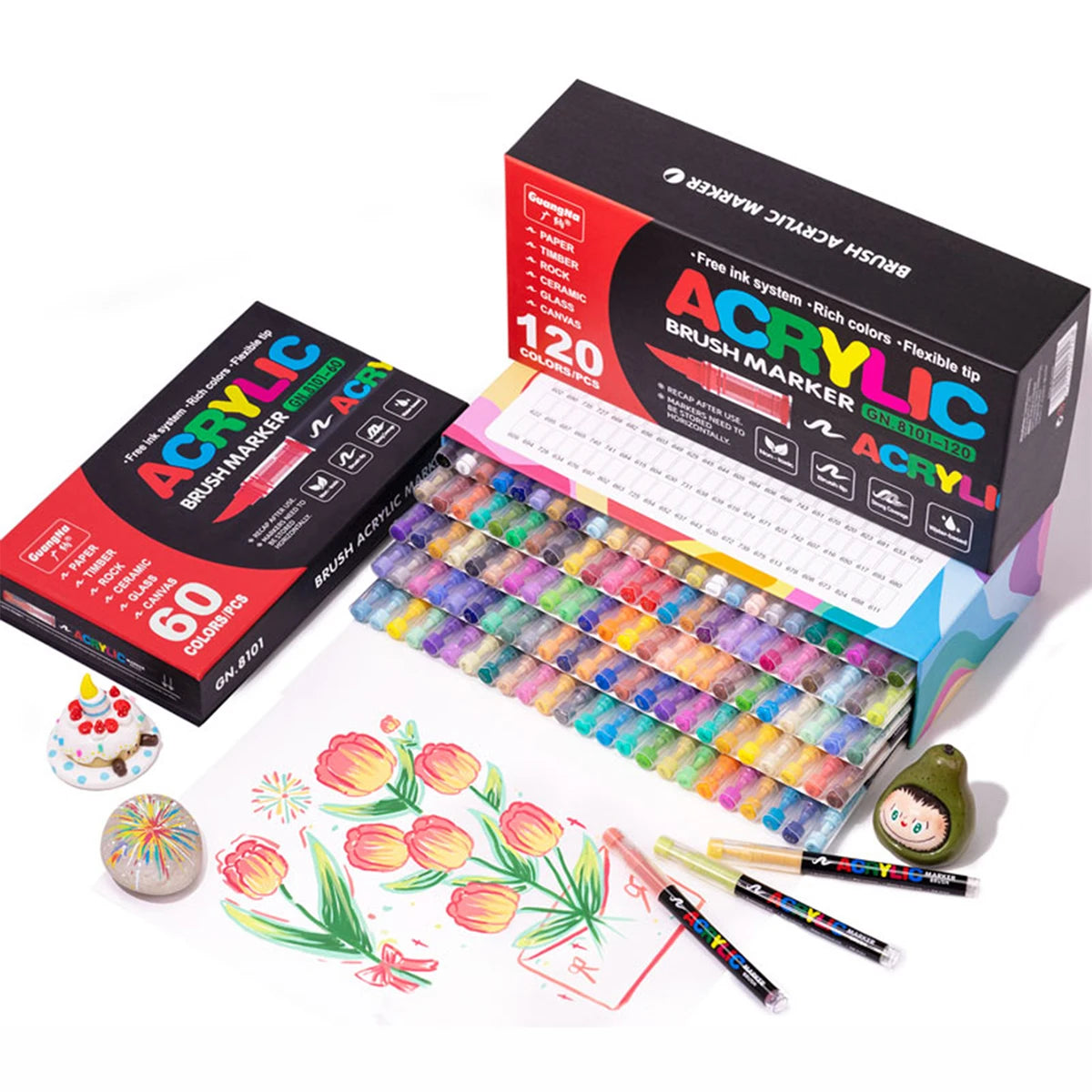 12-240 Colors Acrylic Paint Markers Brush Tip Direct-Liquid
