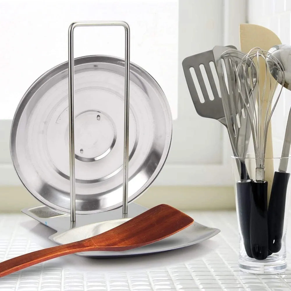 Pot Lid Holder Spoon Rest Stainless Steel Utensils