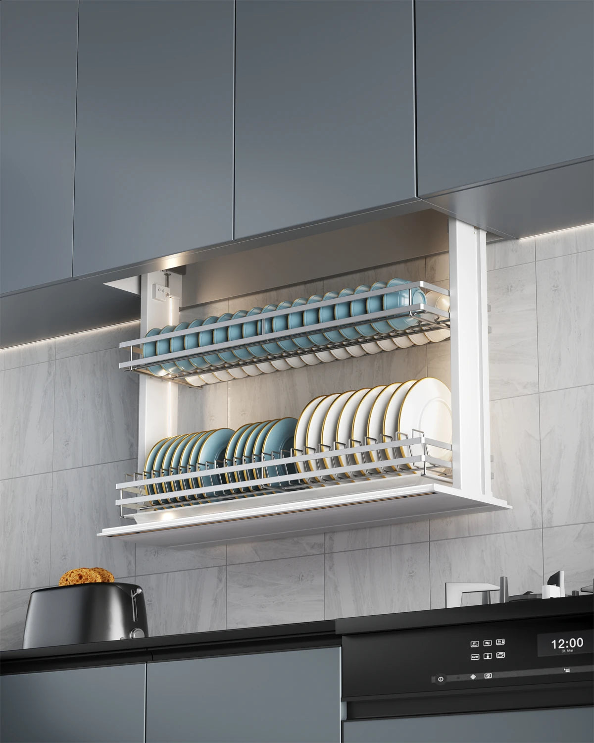 Angelparticle Smart Pull Down Cabinet Organizer-Electric Dish