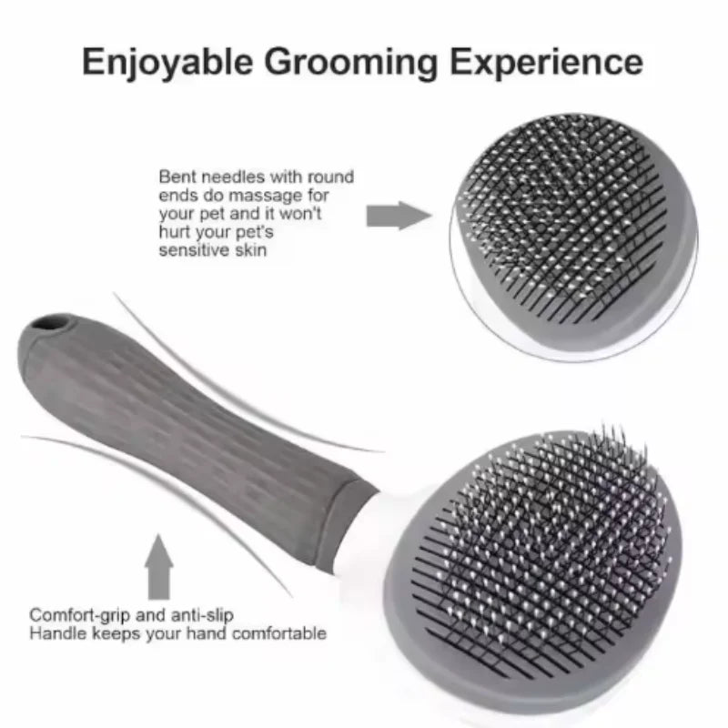 Automatic One-Click Pet Hair Removal Comb Slicker Brush
