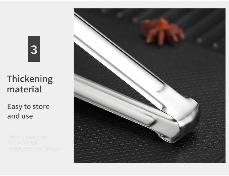 304 Stainless Steel Food Tongs Bbq Non Slip
