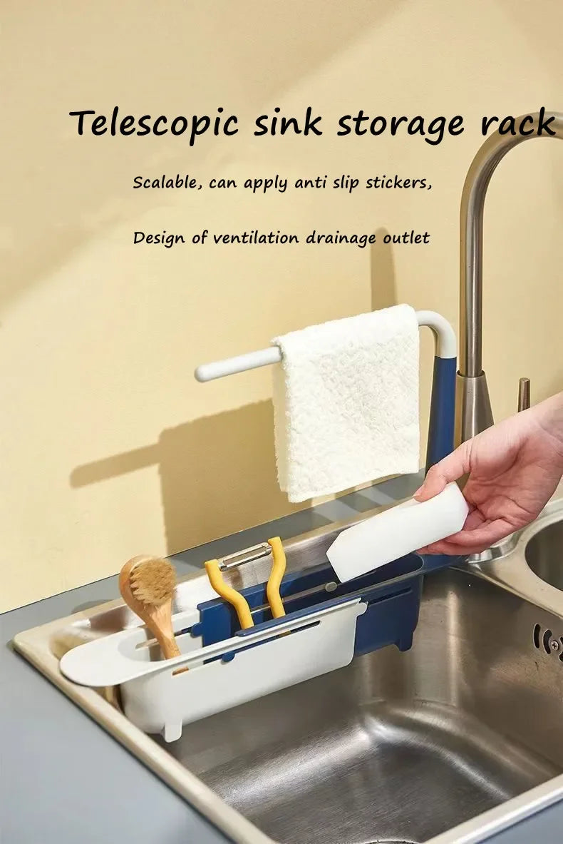 Sink Drain Rack Telescopic Sink Shelf Sinks Organizer