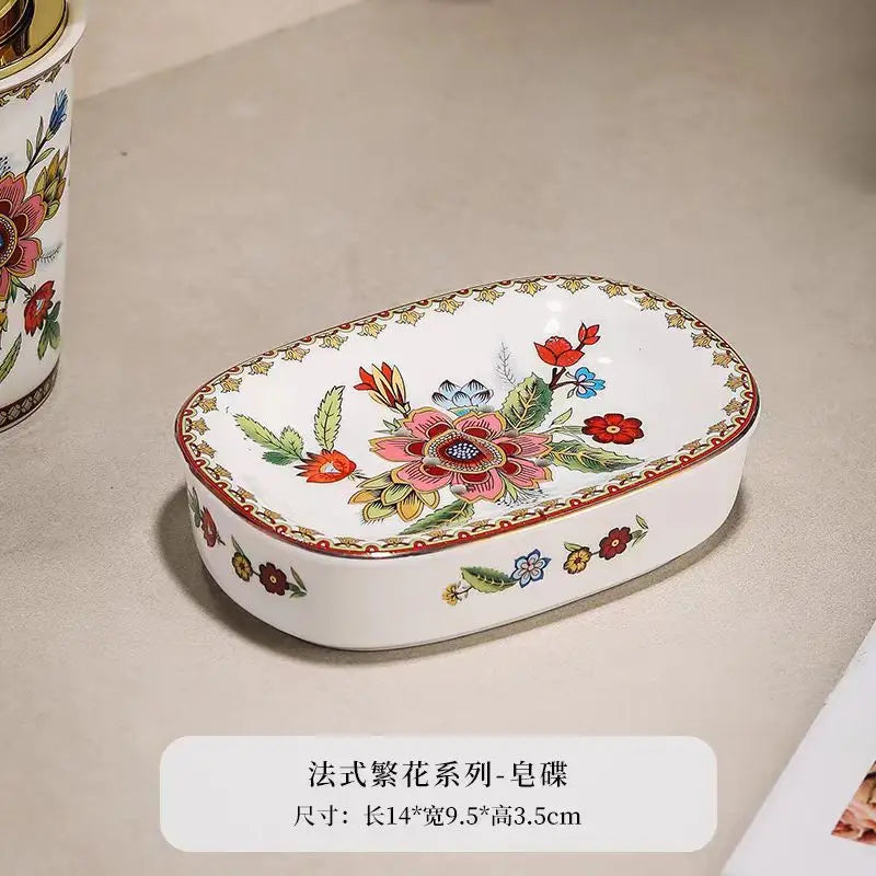 French Vintage Floral Ceramic Bathroom Toilet Foam Lotion