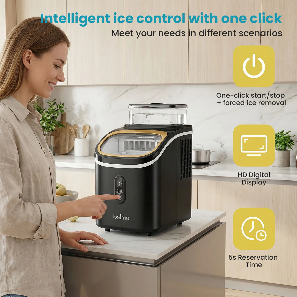 Loefme Ice Maker Machine 15kg/24h 6-13 Mins Quick