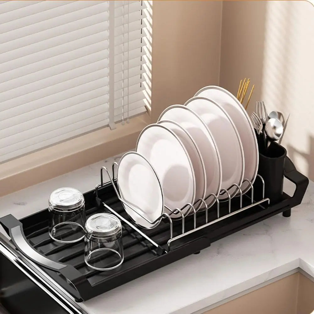 Extendable Dish Drying Rack Large Capacity Space Saving