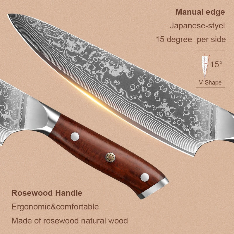 1-4 Knife 67 Layer Damascus Stee Super Sharp