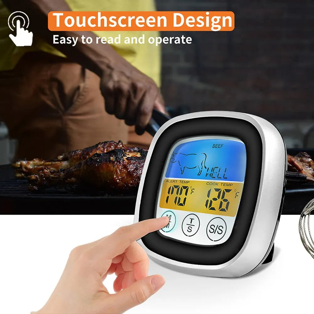 Digital Thermometer Probe Touch Screen Meat Barbecue Food