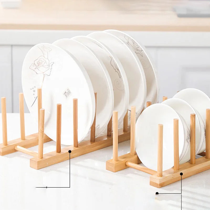 Plate Storage Rack Wooden Dish Rack Cup Dish
