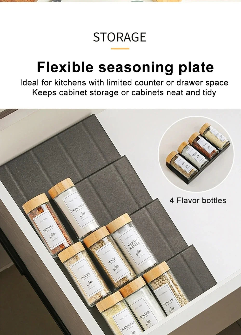 Layers Spice Drawer Organizer Adjustable Spice Rack Spice