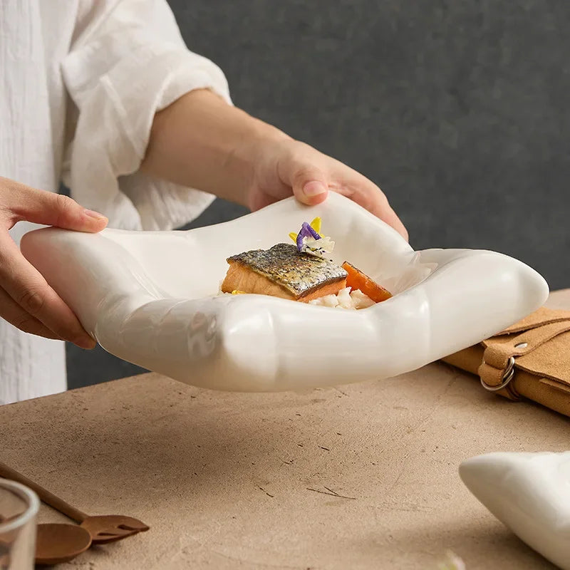 Dehua Ceramic Plates Dishes Creative Hotel Restaurant Tableware
