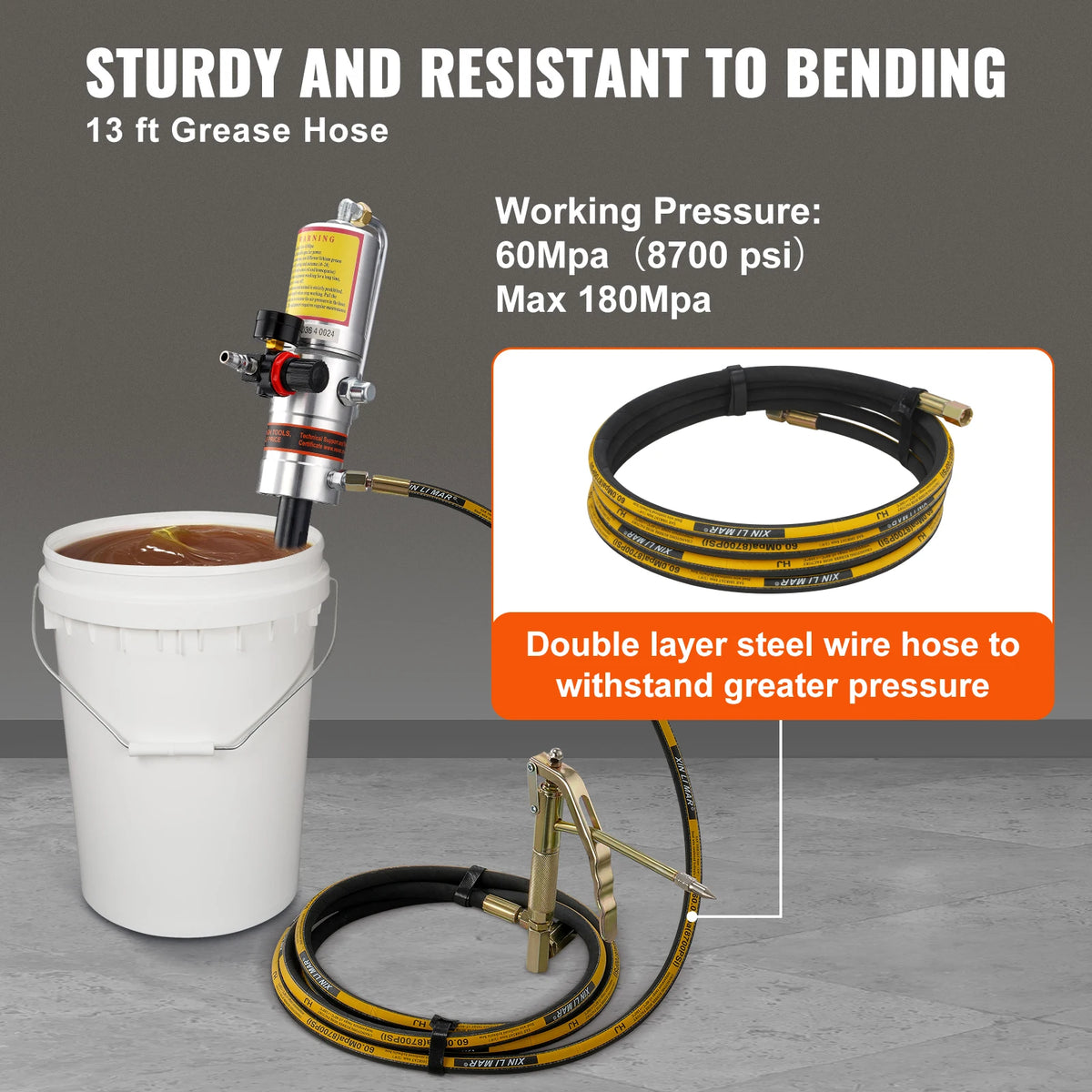 Succebuy Pneumatic Grease Pump Air Operated 13 Ft