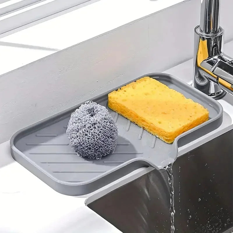 Sink Silicone Tray Drain Soap Sponge Storage Holder