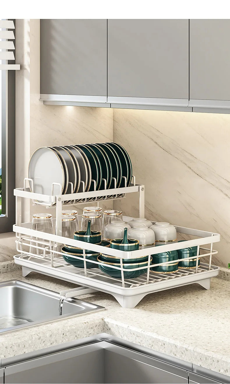 Dish Drying Rack Adjustable Stainless Steel Cutting Board