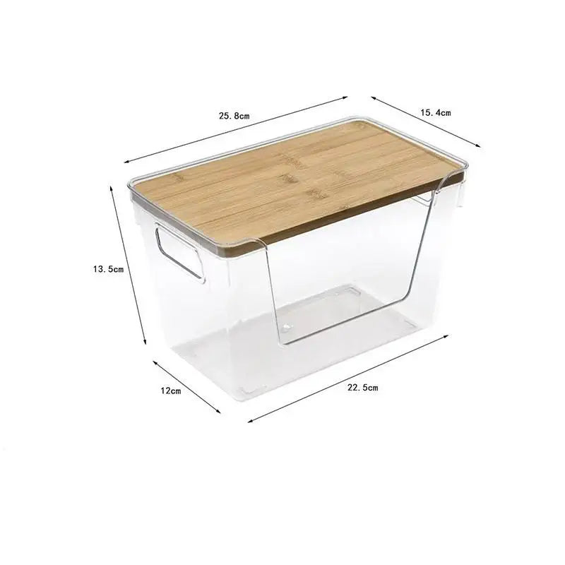Stackable Pantry Organizers Wooden Lids Storage Clear Bins