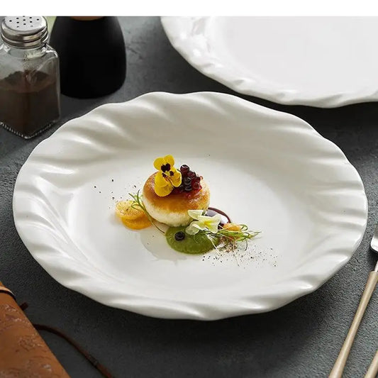 Ceramic Dinner Plate Irregular Shallow Dessert Snack Pasta