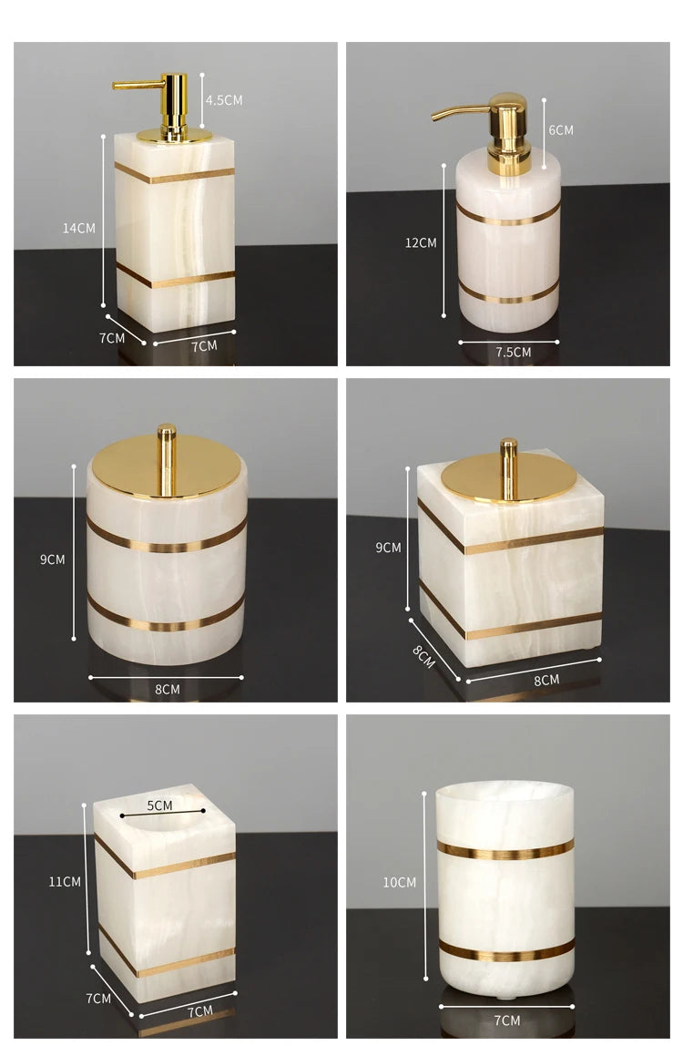 White Onyx Natural Marble Bathroom Gold Luxury Soap