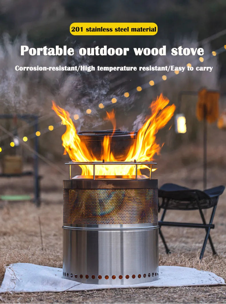 Camping Firewood Stove Folding Windproof Wood Burning Stove