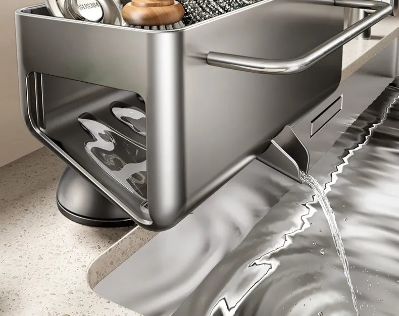 No Drill Suction Cup Sink Caddy Towel Bar