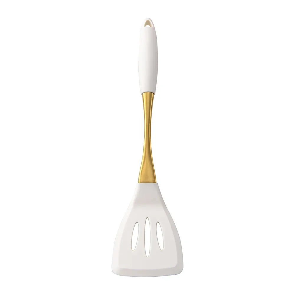 1pc Silicone Kitchenware Cooking Utensils White Gold Spatula