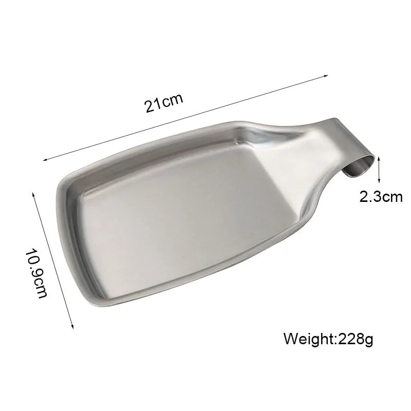 1pc Stainless Steel Spoon Rest Utensil Holder Tray