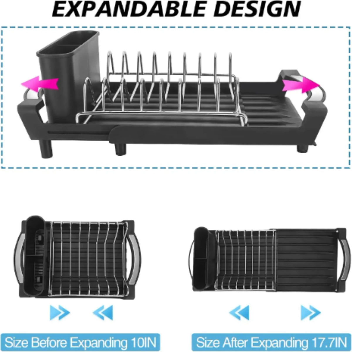 Expandable Dish Drying Rack Dish Racks Counter Adjustable